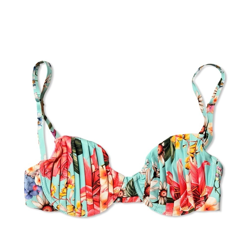 Agua Bendita REVOLVE Karin Underwire Top Aqua Floral Print bikini swimsuit M - Picture 5 of 8